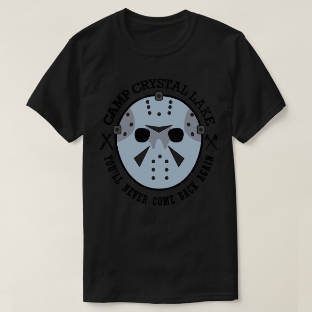 Tragen der berüchtigten Hockeymaske im Camp Crysta T-Shirt (Design vorne)