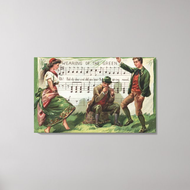 Tragen der grünen Sheetmusic Leinwanddruck (Vorderseite)