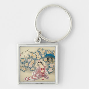 Tragen einer Blume im Kopf Schlüsselanhänger