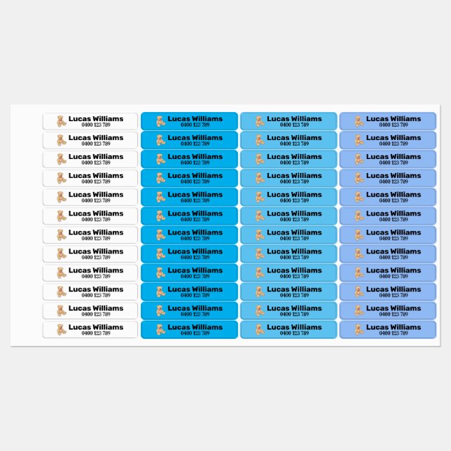 tragen personalisierten Namen und Telefonnummer ei Etiketten (Blatt)