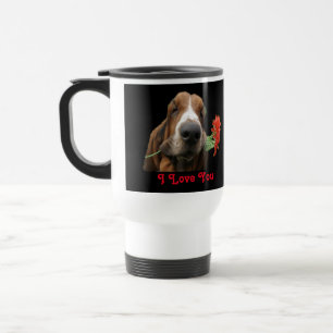 Tragen Sie Basset-Hunde mit Blume Reisebecher