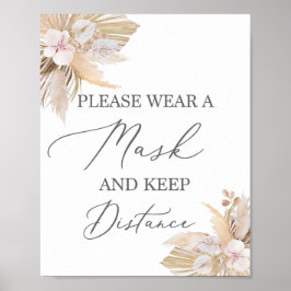 Tragen Sie bitte ein Pampas-Grasschild mit Maske Poster