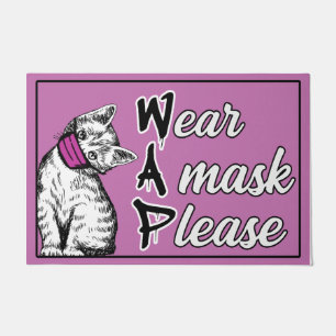 Tragen Sie bitte eine Maske, eine Maske für Katzen Fußmatte