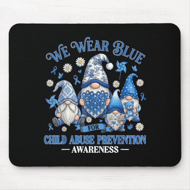 Tragen Sie Blaues Band Kinderpräventionsbewusstsei Mousepad (Vorne)