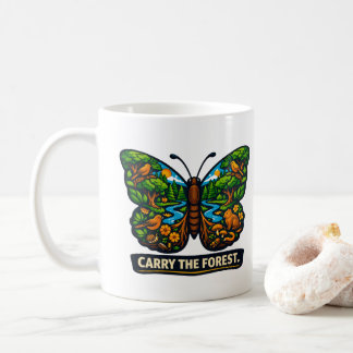 Tragen Sie das Wald-Schmetterlings-Ökosystem Kaffeetasse