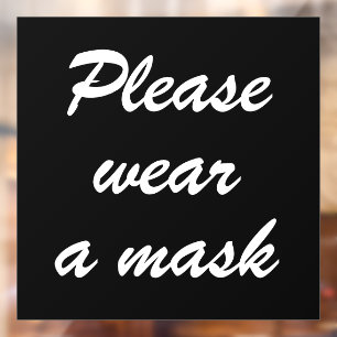 Tragen Sie eine Maske, ein elegantes, schwarz-wei Fensteraufkleber