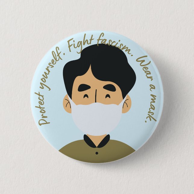 Tragen Sie eine Maske Grün Stil Button (Vorderseite)
