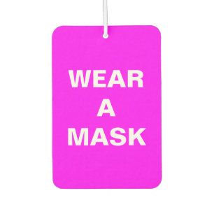 Tragen Sie eine Maske, magenta pink minimalistisch Autolufterfrischer