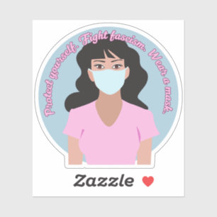 Tragen Sie eine Maske rosa Stil Aufkleber