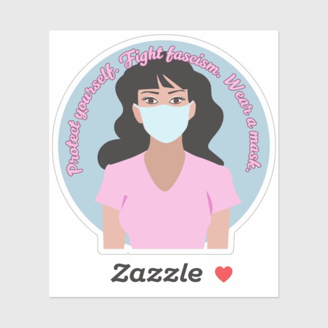 Tragen Sie eine Maske rosa Stil Aufkleber (Blatt)