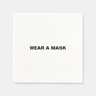 Tragen Sie eine Maske, Schwarz-weiß minimalistisch Serviette