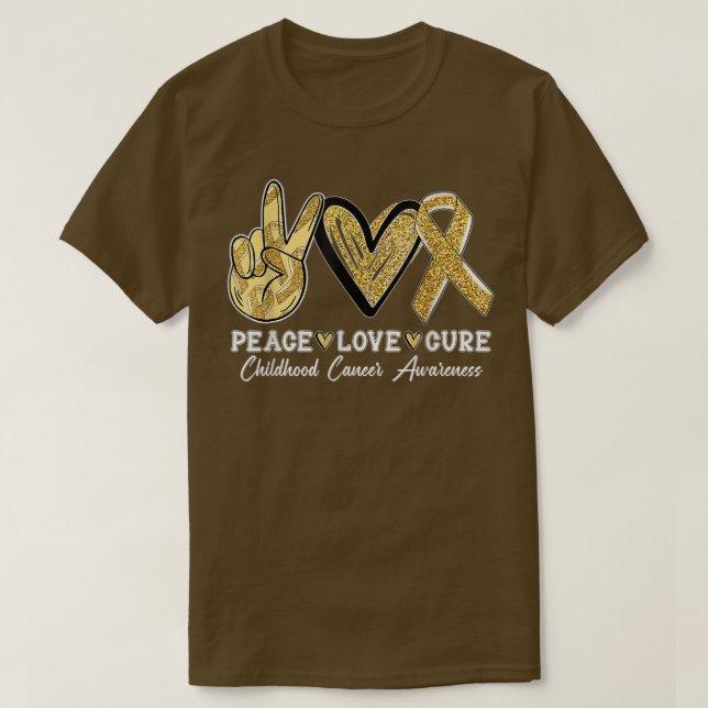 Tragen Sie Gold Ribbon Peace Liebe heilen Kinderkr T-Shirt (Design vorne)