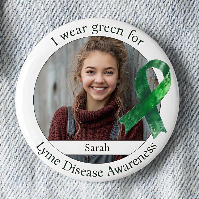 Tragen Sie Grün für das Lyme-Borreliose-Bewusstsei Button (Von Creator hochgeladen)
