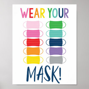 Tragen Sie Ihre Maske - Regenbogenunterricht / Sch Poster