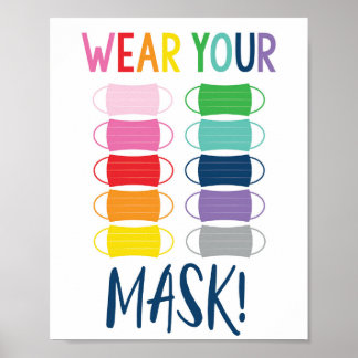 Tragen Sie Ihre Maske - Regenbogenunterricht / Sch Poster