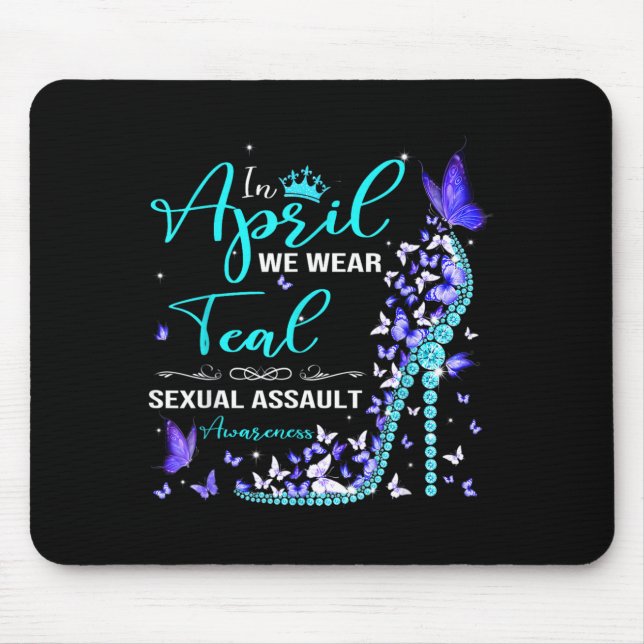 Tragen Sie im April Teal Ault Awareness Month T-Sh Mousepad (Vorne)