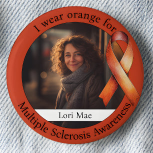 Tragen Sie Orange für Multiple-Sklerose-Bewusstsei Button
