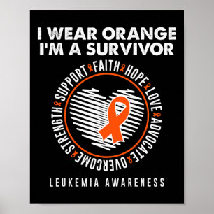 Tragen Sie Orange Ribbon Überlebender Leukämie Blu Poster