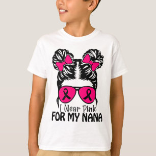 Tragen Sie Pink für meine Nana Messy Bun Girls Kin T-Shirt