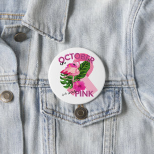 Tragen Sie Pink im Oktober Brustkrebs-Bewusstsein Button