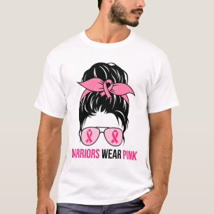 Tragen Sie Pink Messy Bun Mama Brustkrebs Bewussts T-Shirt