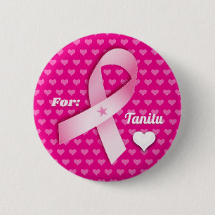 Tragen Sie Pink Ribbon & Hearts Brustkrebs-Unterst Button