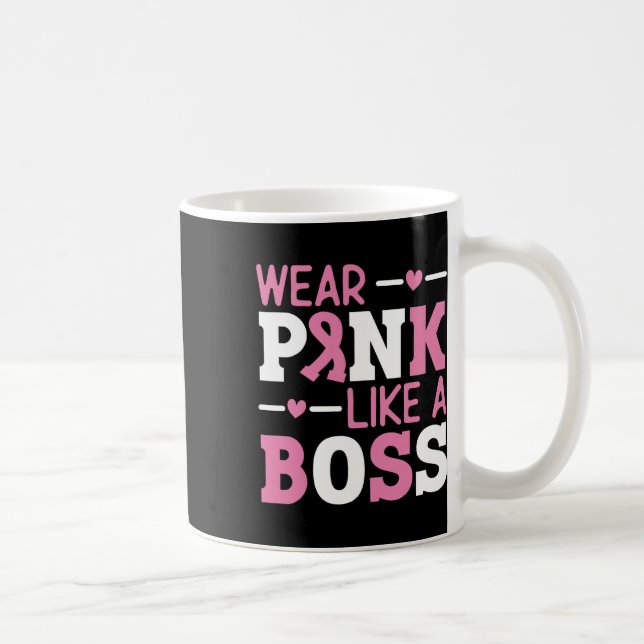 Tragen Sie Pink wie ein rosa, rosa Ribbon Brustkre Kaffeetasse (Rechts)