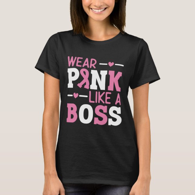 Tragen Sie Pink wie ein rosa, rosa Ribbon Brustkre T-Shirt (Vorderseite)