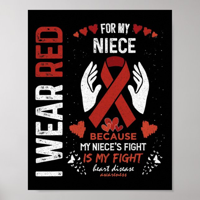 Tragen Sie Red für meine Nichte Fighter Heart Dise Poster (Vorne)