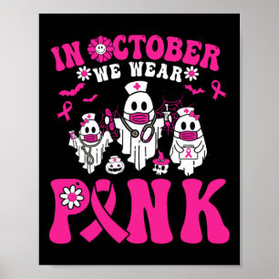Tragen Sie rosa Brustkrebs Krieger Ghost Paramedic Poster