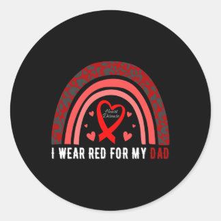 Tragen Sie Rot für meinen Vater Herzerkrankungen B Runder Aufkleber