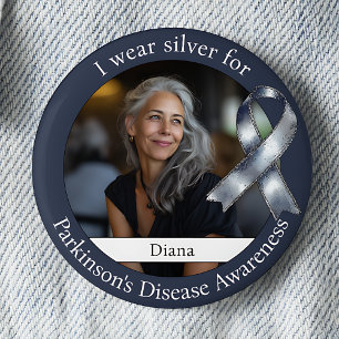 Tragen Sie Silbernes Parkinson-Krankheit-Bewusstse Button
