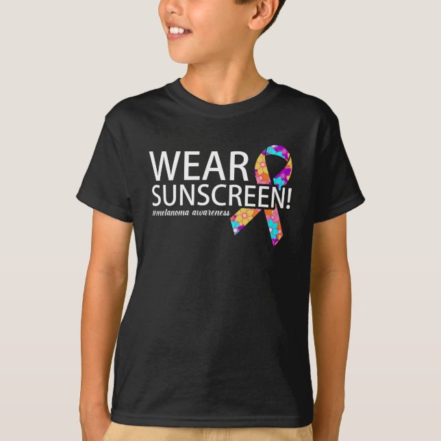 Tragen Sie Sonnenschutzmittel Melanom Bewusstsein T-Shirt (Vorderseite)