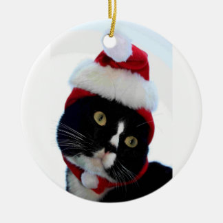 Tragende Weihnachtsmannmützephotographie der Keramikornament
