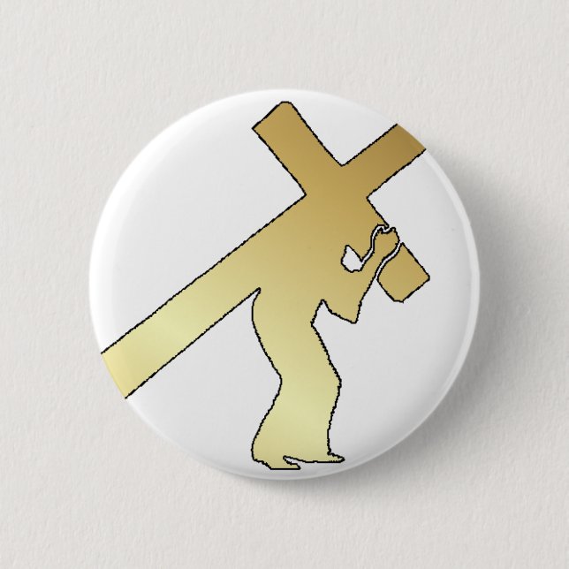 TRAGENDES KREUZ CHRISTUS BUTTON (Vorderseite)