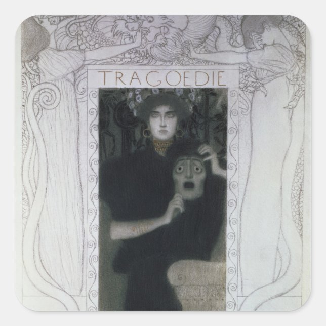 Tragödie, 1897 quadratischer aufkleber (Vorderseite)