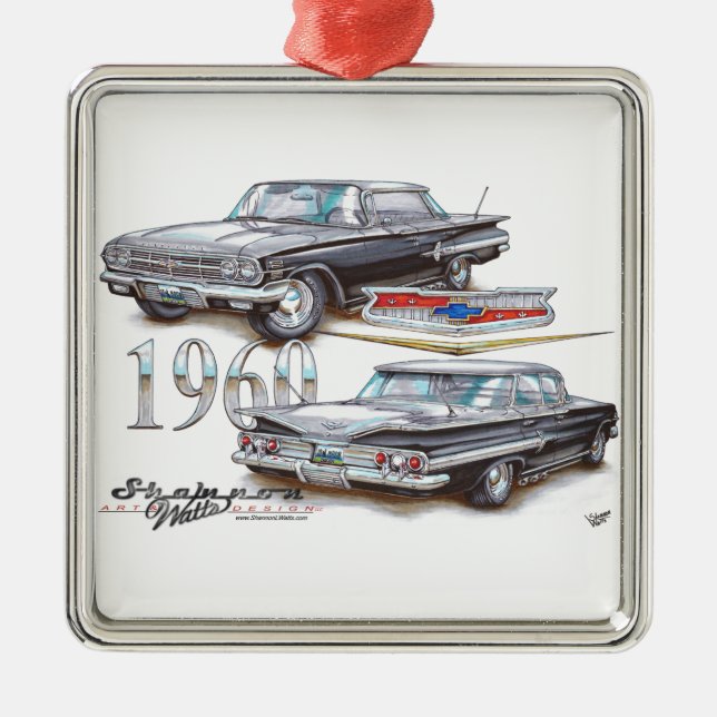Trägt Chevy Impala 1960 Limousine zur Schau Ornament Aus Metall (Vorne)