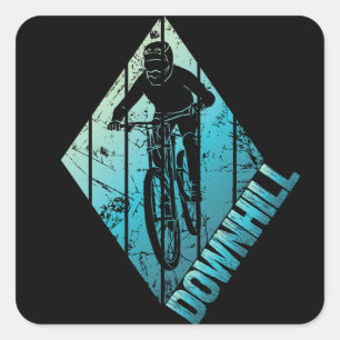 Trail Biking Downhill Mountain Biker Quadratischer Aufkleber