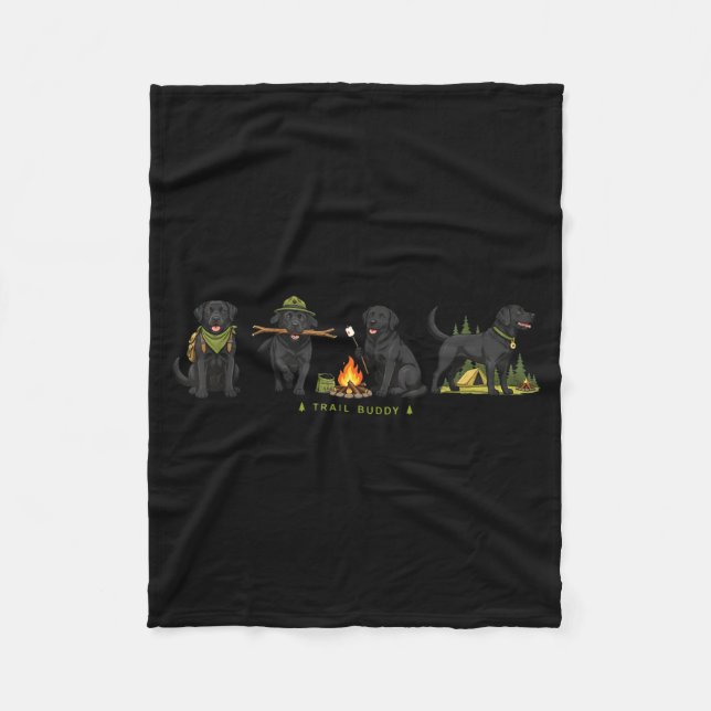 Trail Buddy schwarzer Labrador Camping Wandern Hun Fleecedecke (Vorderseite)