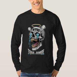 Trail Junkie Skull Grafik Funkelnde Blaue Tränen T-Shirt