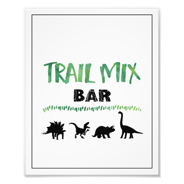 Trail Mix Bar Dinosaur Geburtstagssignatur Fotodruck (Vorne)