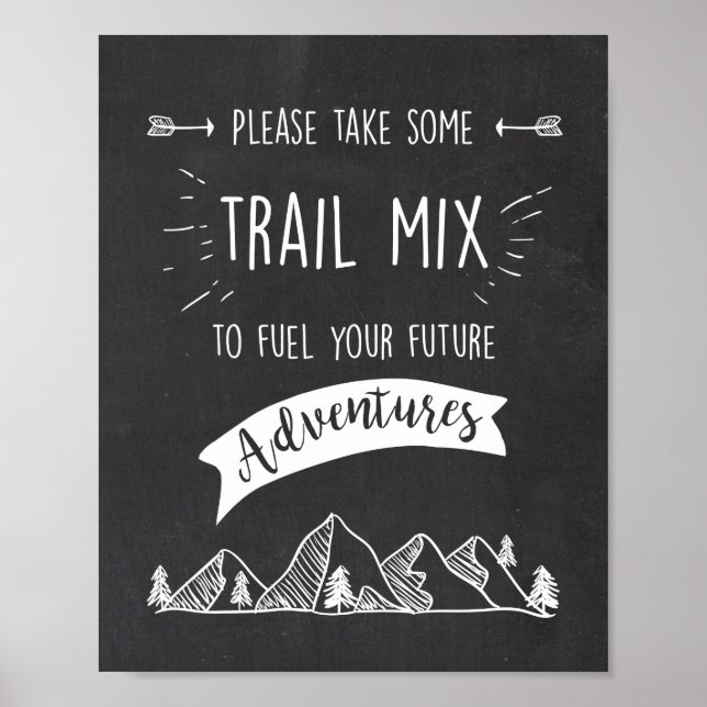 Trail Mix Bar Sign Adventure Table Zeichen Geburts Poster (Vorne)