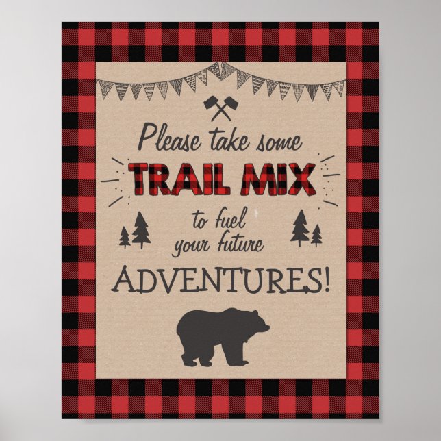 Trail Mix Bar Signieren Lumberjack Tafelschild Geb Poster (Vorne)