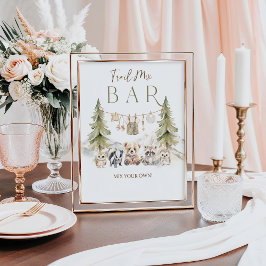 Trail Mix Bar Woodland Adventure Boy Baby Shower Poster