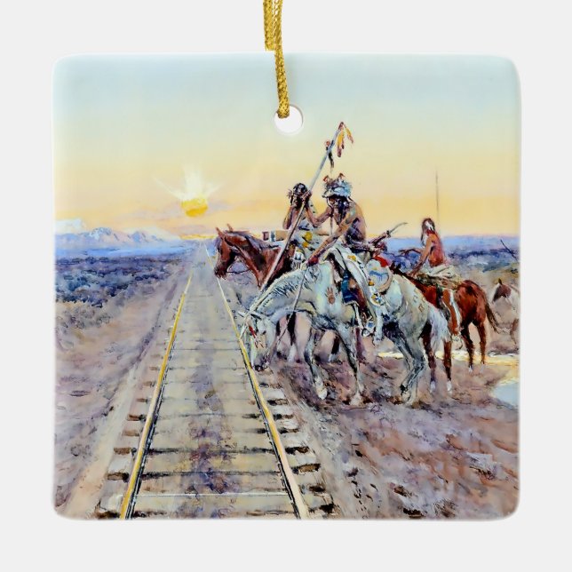 "Trail of the Iron Horse" von Charles M. Russell Keramikornament (Vorderseite)