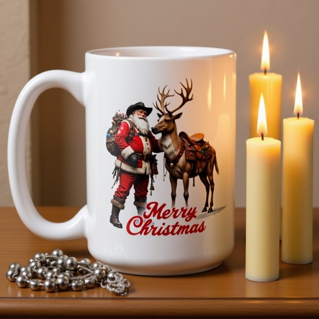 Trail Rider Santa and Reindeer Kaffeetasse (Von Creator hochgeladen)
