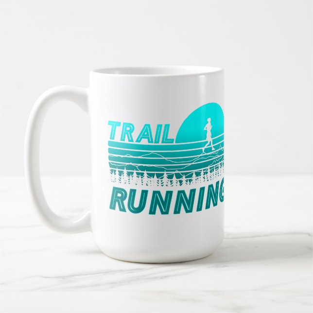 Trail Running blauen Sonnenuntergang mit Bergen  Kaffeetasse (Links)
