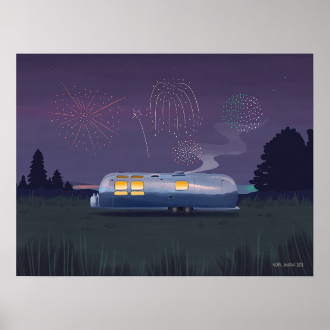 Trailer Silver RV & Night Sky Poster (Vorne)