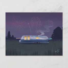 Trailer Silver RV & Night Sky Postkarte