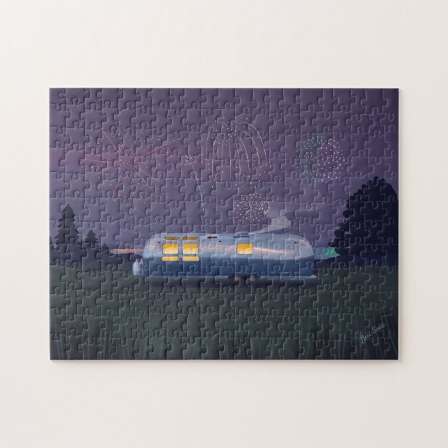 Trailer Silver RV & Night Sky Puzzle (Horizontal)